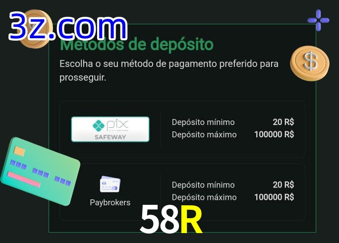 O cassino 58R oferece uma grande variedade de métodos de pagamento